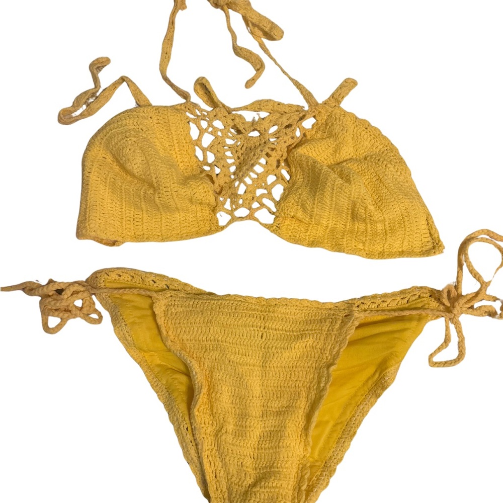 Yellow Crochet Bikini Set